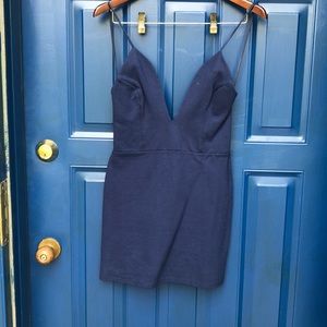 Navy blue backless bodycon dress